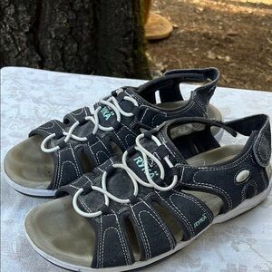 Ryka Blue and White Sandals Outdoor Comfort Design Worn